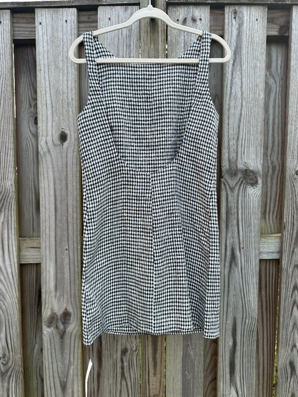 NWT Reformation Rosemond Linen Mini Dress Gingham Black White Low Back 2 - Picture 6 of 9